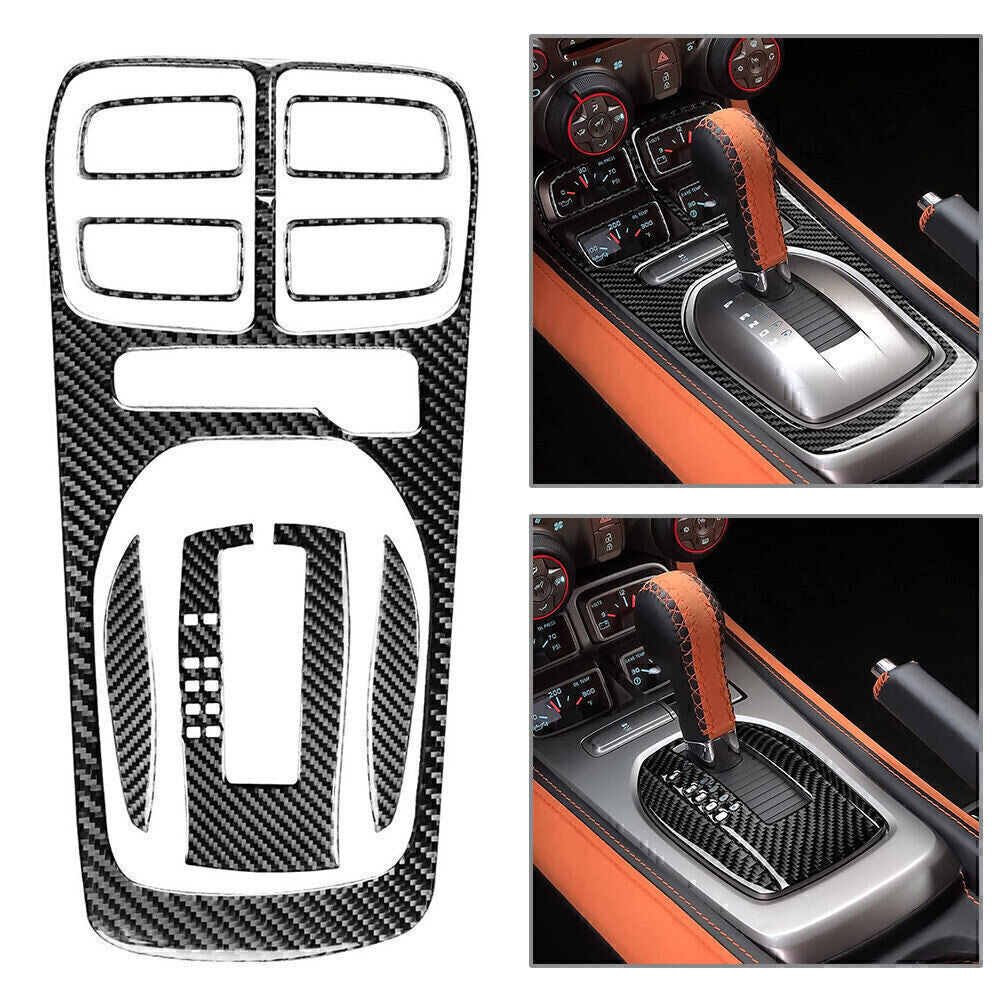 8 Pcs Carbon Fiber Auto Gear Shift Panel Cover Trim for Chevrolet Camaro 2010-15