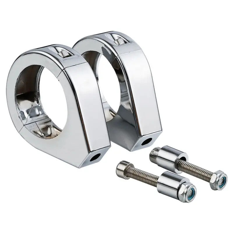 2x Motorcycle Turn Signal Mount Bracket Fork Clamps 41mm Holder Chrome Aluminum