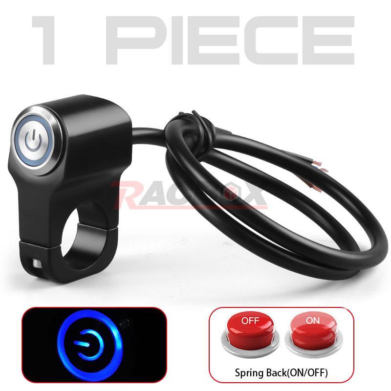 Blue 7/8 Motorcycle Handlebar Control Switch Horn Push Button Light Momentary
