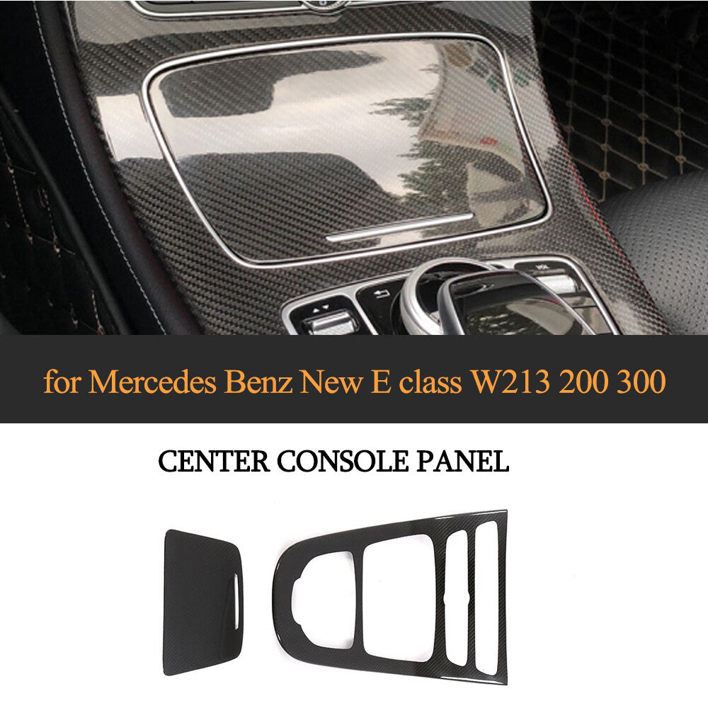 Carbon Black Center Console Gear Panel Cover Trim for Mercedes-Benz W213 16-19