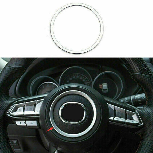 1X Silver Steering Wheel Center Decor Ring Frame Trim for Mazda CX-5 CX5 2017-24