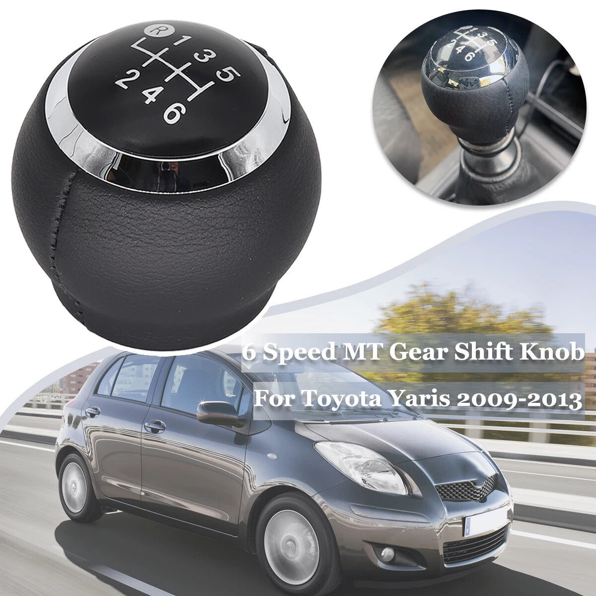 6 speed Manual Gear Stick Shift Knob for Toyota Yaris 2009-2013 PU Leather