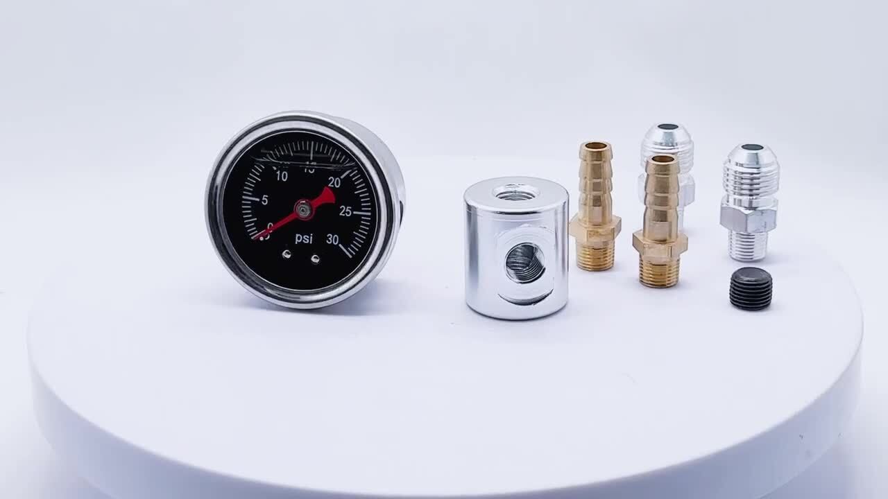 0-30psi Fuel Pressure Gauge Liquid Regulator Gauge 1/8 NPT W/ AN6 Fitting