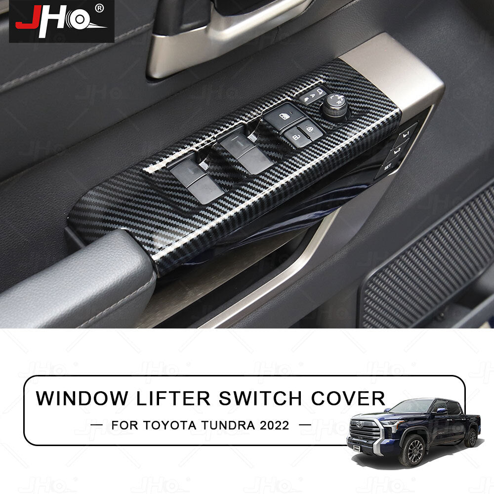 Carbon Fiber Grain Window Lift Switch Panel Cover Trim for Toyota Tundra 2022