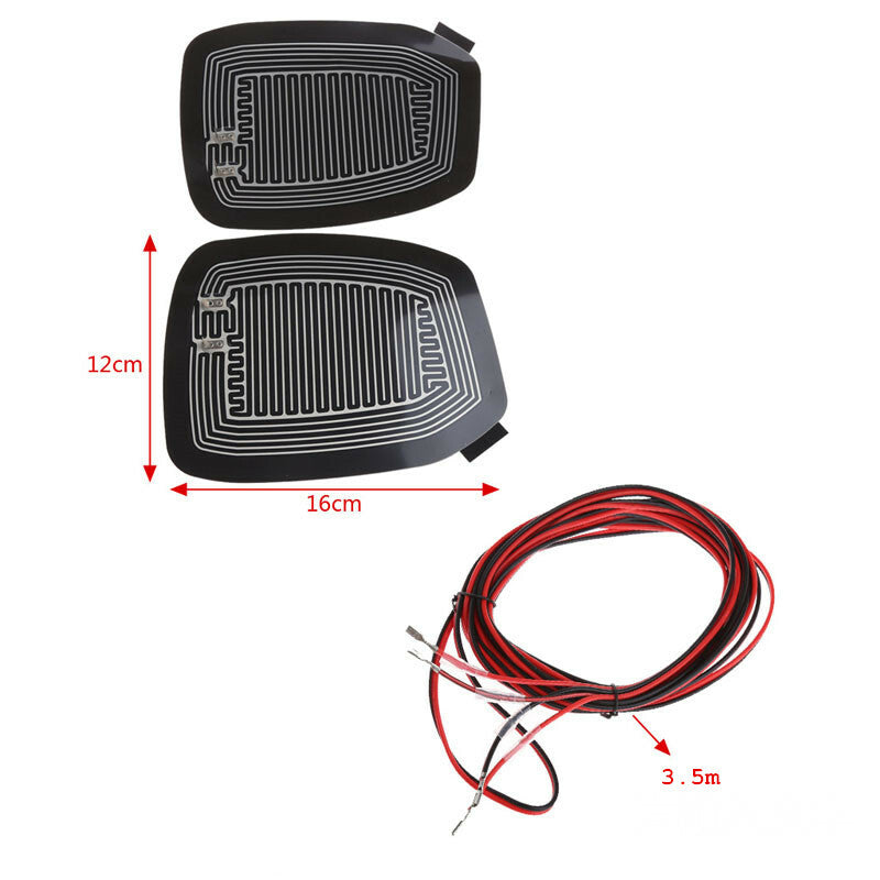 Car Side Mirror Glass Heater Heated Defogger Pad Mat Quick Warm 13W 2Pcs Parts