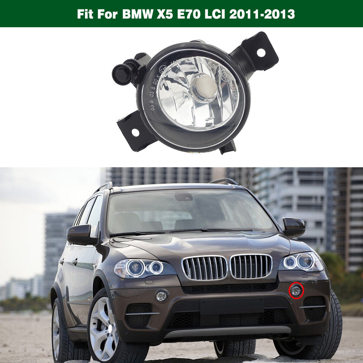 Left 63177224643 Bumper Fog Driving Lamp Light Fit for BMW X5 E70 LCI 2011-2013