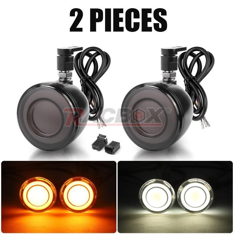 Front LED Turn Signal Indicator Light Amber White For Sportster XL 883 XL1200