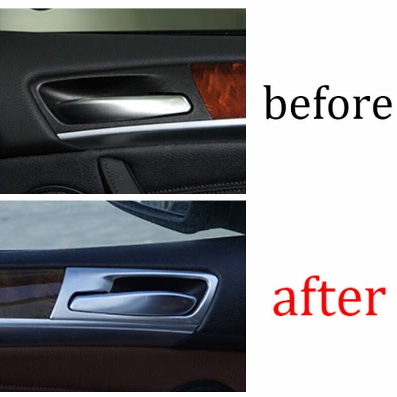 for BMW X5 X6 E70 E71 2008-13 Silver Steel Interior Door Handle Frame Cover Trim