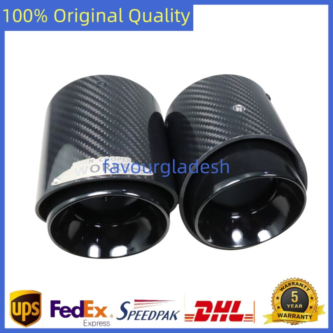 2X Black Carbon Fiber Steel Exhaust Pipe Tail Muffler Tip For Cooper F54 F55 F56