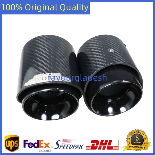 2X Black Carbon Fiber Steel Exhaust Pipe Tail Muffler Tip For Cooper F54 F55 F56