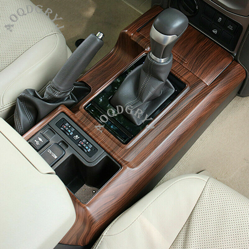 Wood grain Interior Gear Shift Box Panel Frame Cover for Toyota Prado 2018-2021
