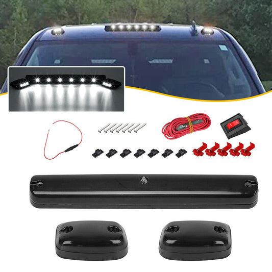 3-Pack Smoke Cab Roof Run LED White Lights for 02-07 for Chevrolet Silverado for GMC for Sierra