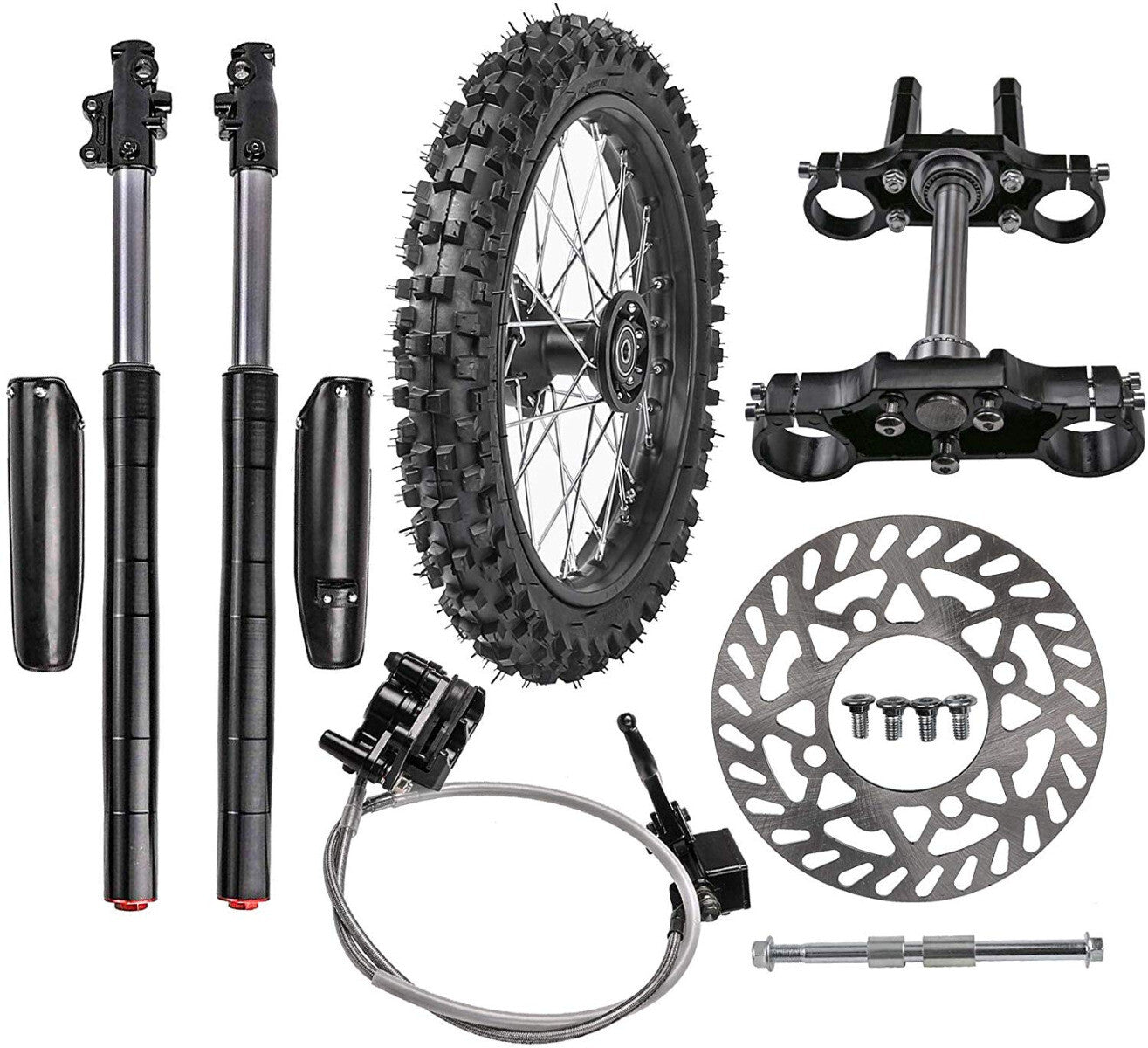 60/100-14 Front tire rim + front fork three-tree brake assembly CRF50 70