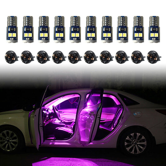 Pink Violet Light 10Pcs T10 3030-6SMD LED Lights License Plate High Lights Bulb