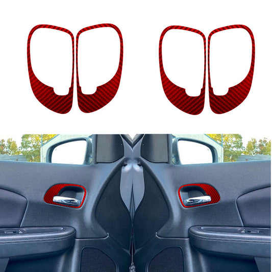 4Pcs Red Carbon Fiber Door Handle Frame Cover Trim for Chrysler 200 2011-2014