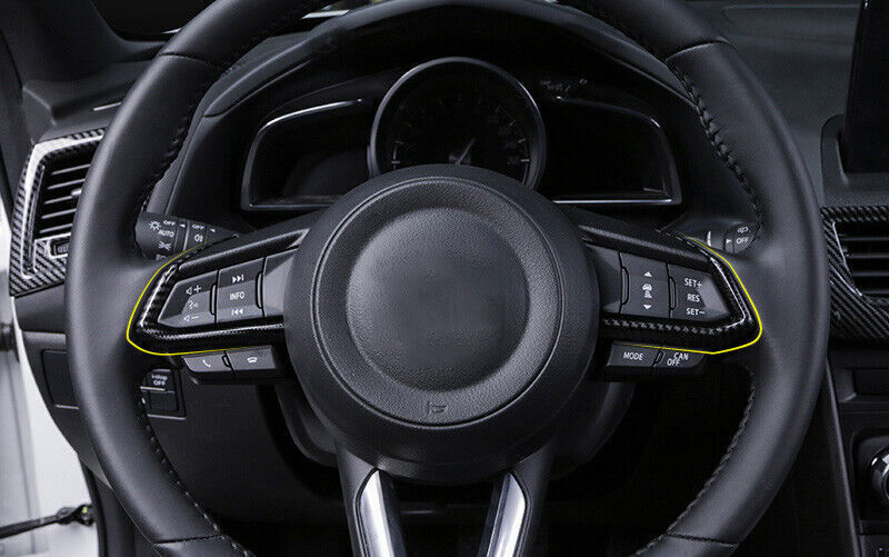 for Mazda 3 Axela 2017-2019 Carbon Fiber ABS Steering Wheel Button Cover Trim 2P
