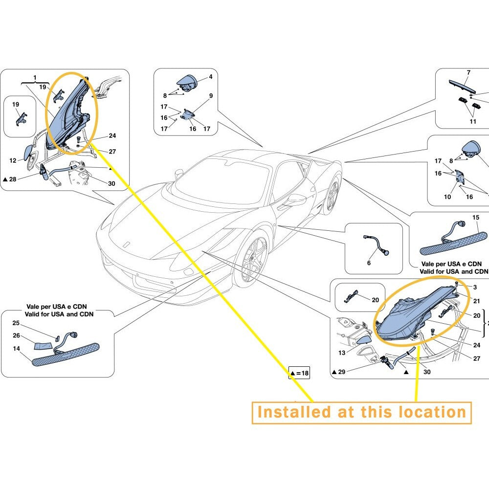 Equipment Manufacturer ( ) Headlight Cover Kit for Ferrari 458: 244431 265170 244433 265171