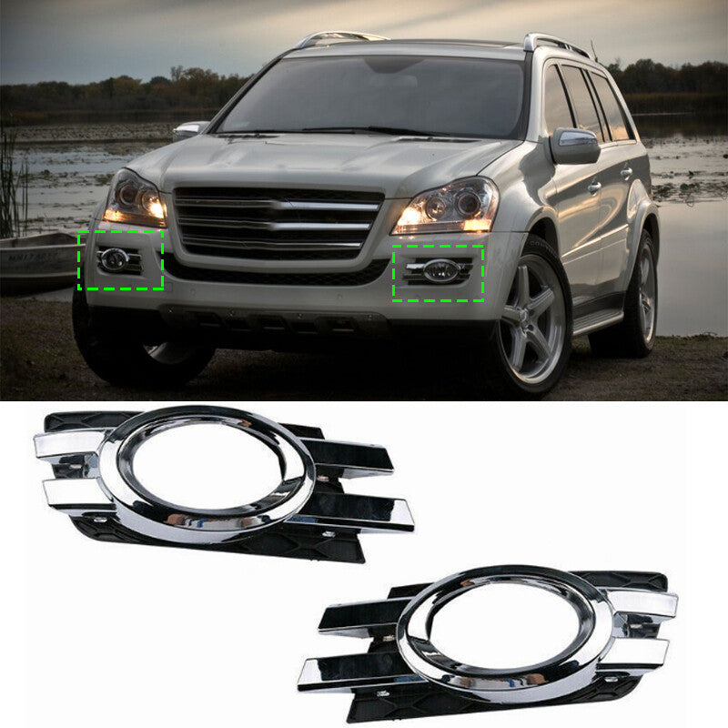 Pair For 2007 2008-2009 for Mercedes GL450 Chorme Front Bumper Fog lamp Grille Cover
