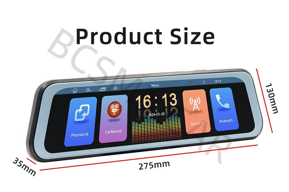 Driving Recorder For Car Rearview Mirror For Wireless Apple CarPlay Android Auto