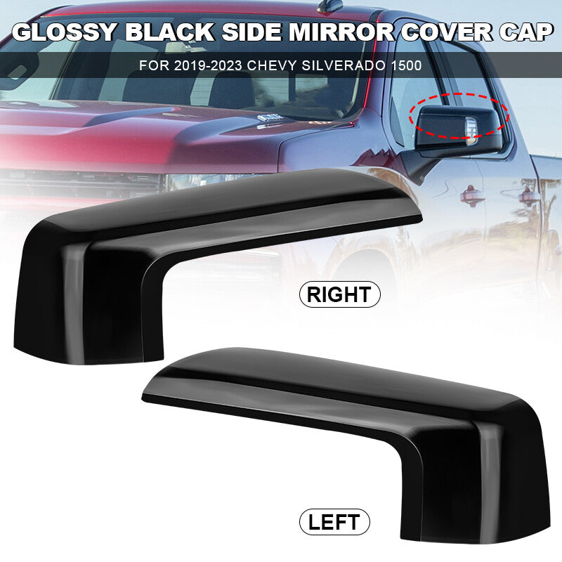 Gloss Black Replacement Mirror Cap Cover Set For 2019-2022 for Chevy Silverado 1500