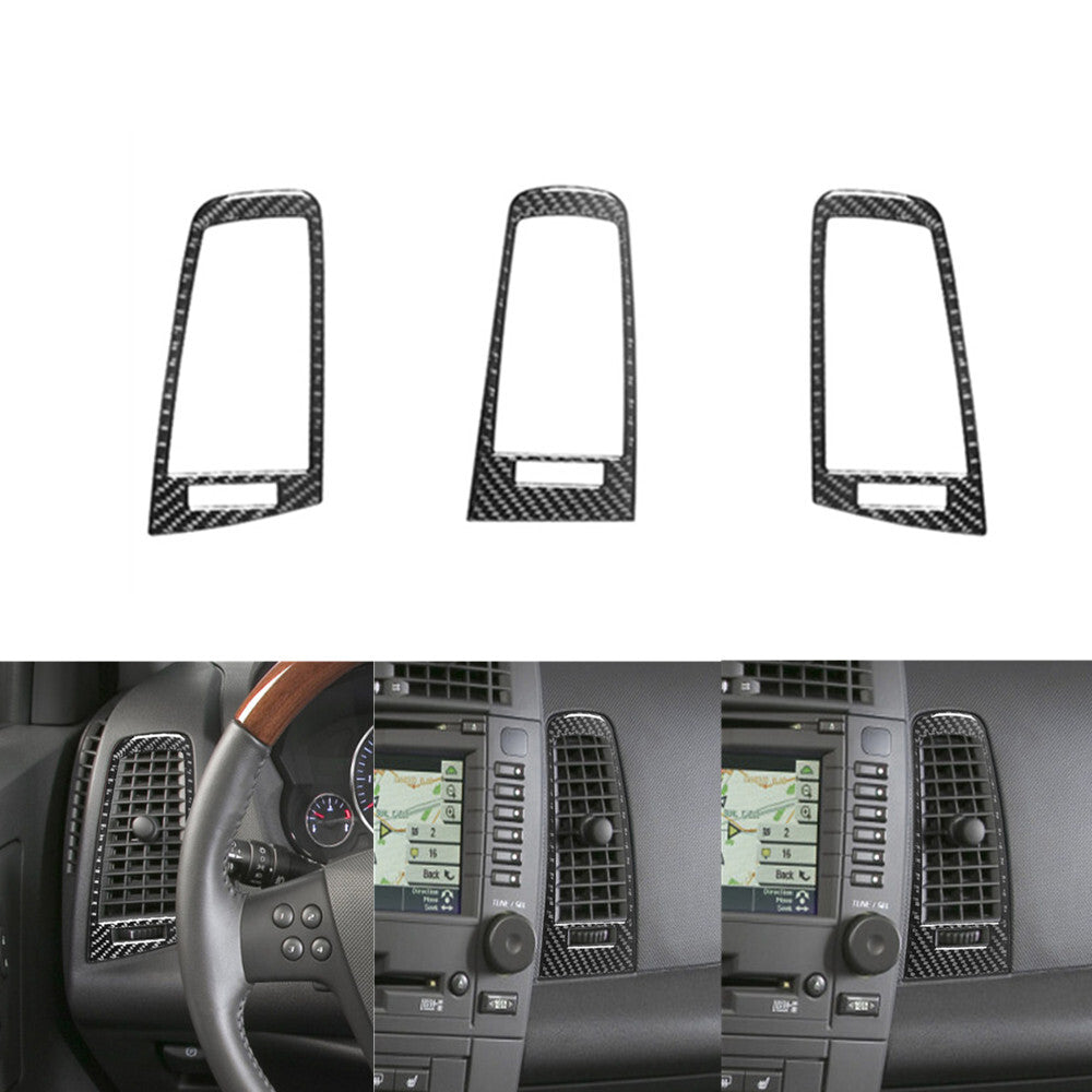 3Pcs Carbon Fiber Air conditioner outlet Sticker Trim for Cadillac CTS 2003-2007