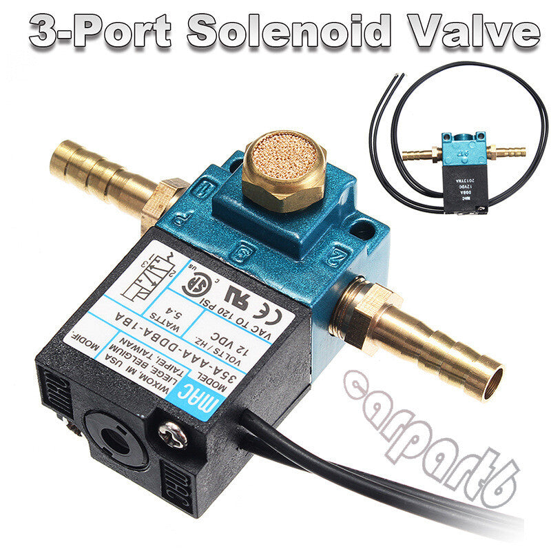 MAC 3 Port 5.4W Electronic Boost Control Solenoid Valve + Barbed Brass Fittings