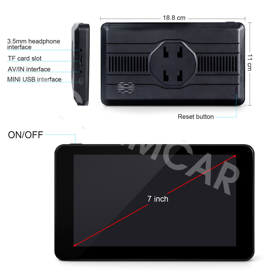Car Radio Bluetooth Front Navigation 7In Multimedia Video Touch Screen Portable