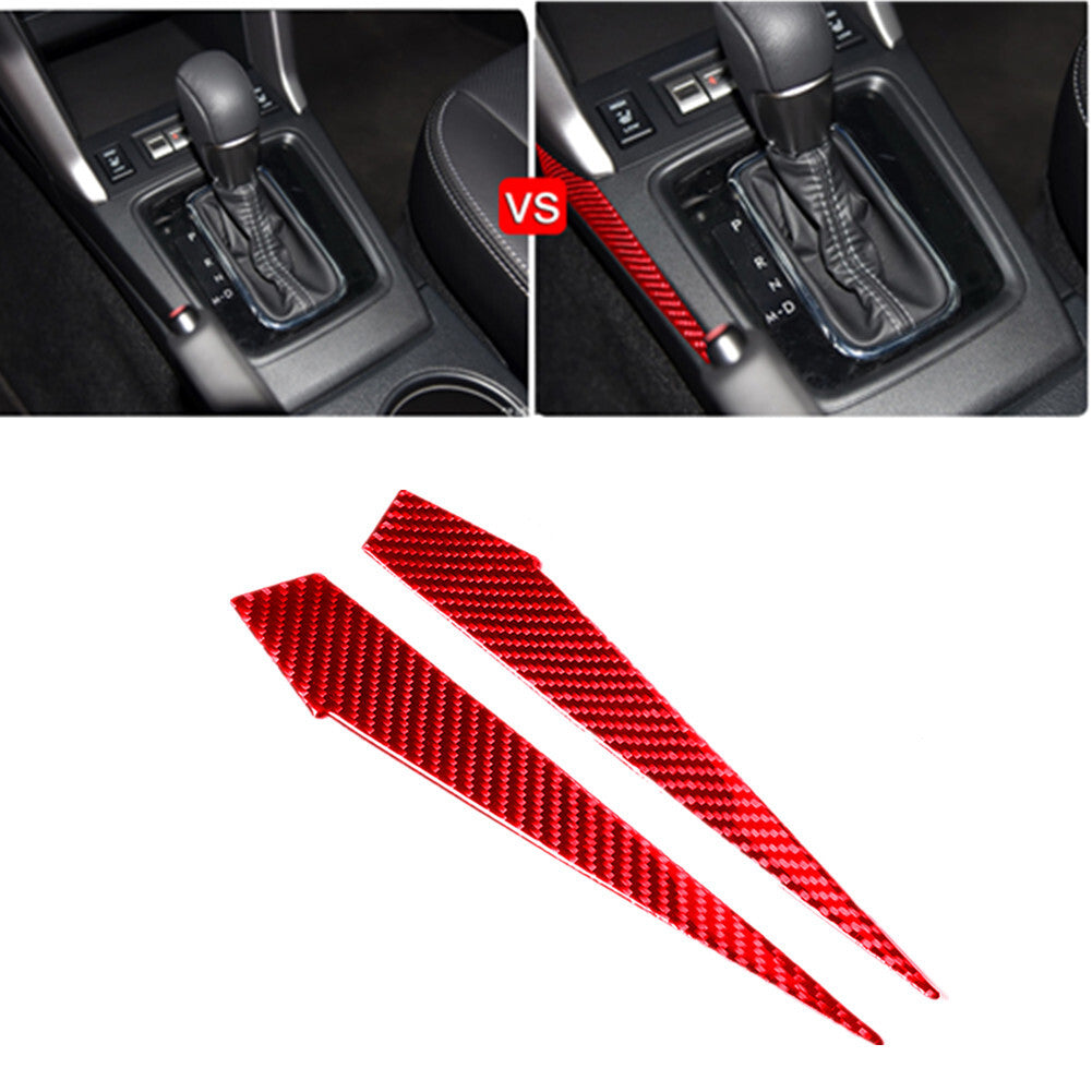Red Carbon Fiber Gear Shift Side Panel Cover Trim for Subaru Forester 2013-2018