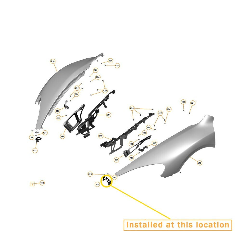 Mudguard Reinforcement Bracket for McLaren 650 675 (Left) Equipment Manufacturer: 11A7622CP