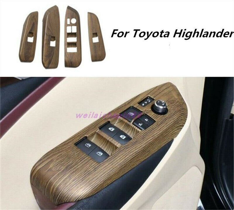 Wood grain Car Interior window switch panel Tirm for Toyota Highlander 2014-2019