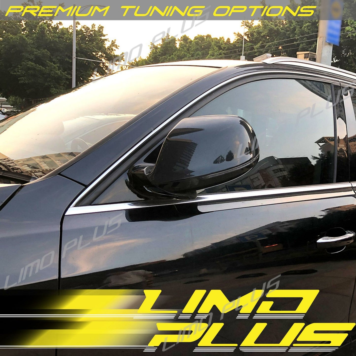 2x Gloss Black Mirror Cover Caps for AUDI Q5 SQ5 Q7 SQ7 10-15 W/O Lane Assist