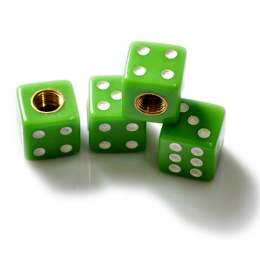 Green Gem Dice Tire Wheel Stem Air Valve CAPS set Universal Car truck hot rod