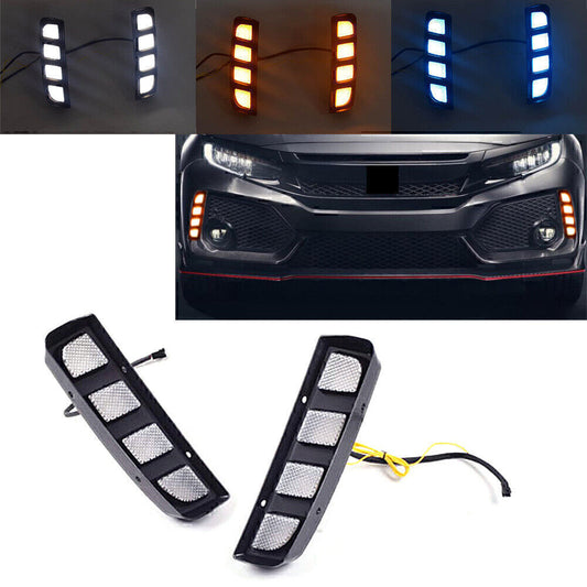 TYPE R Daytime Running Fog Light Turn LED DRL Tricoloured for Honda for Civic 16-19