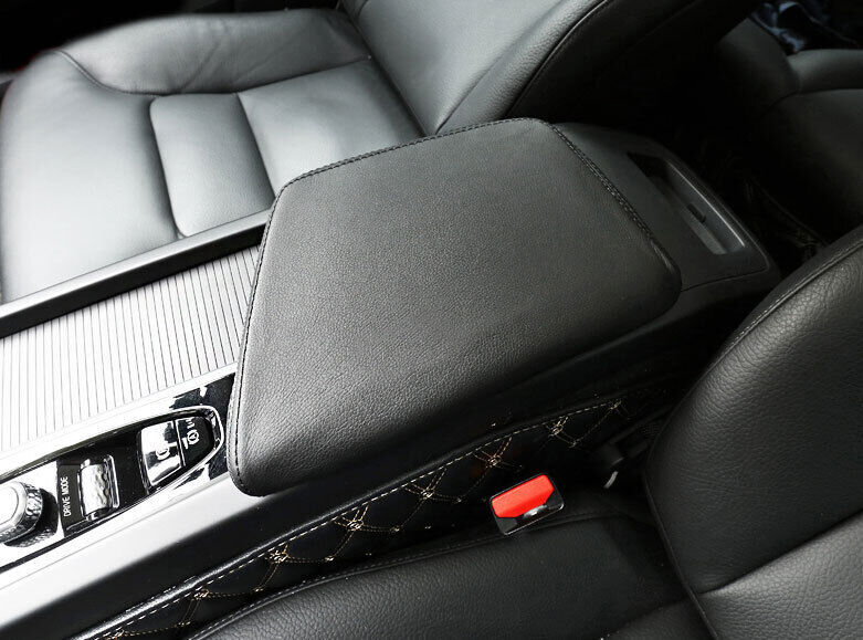 for Volvo S60 2019-23 Black Leather Central Console Armrest Box Cover Trim 1pcs