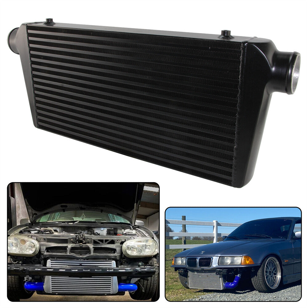 Universal Turbo Aluminum Intercooler 600x300x76 mm Front Mount 3 In/outlet BK