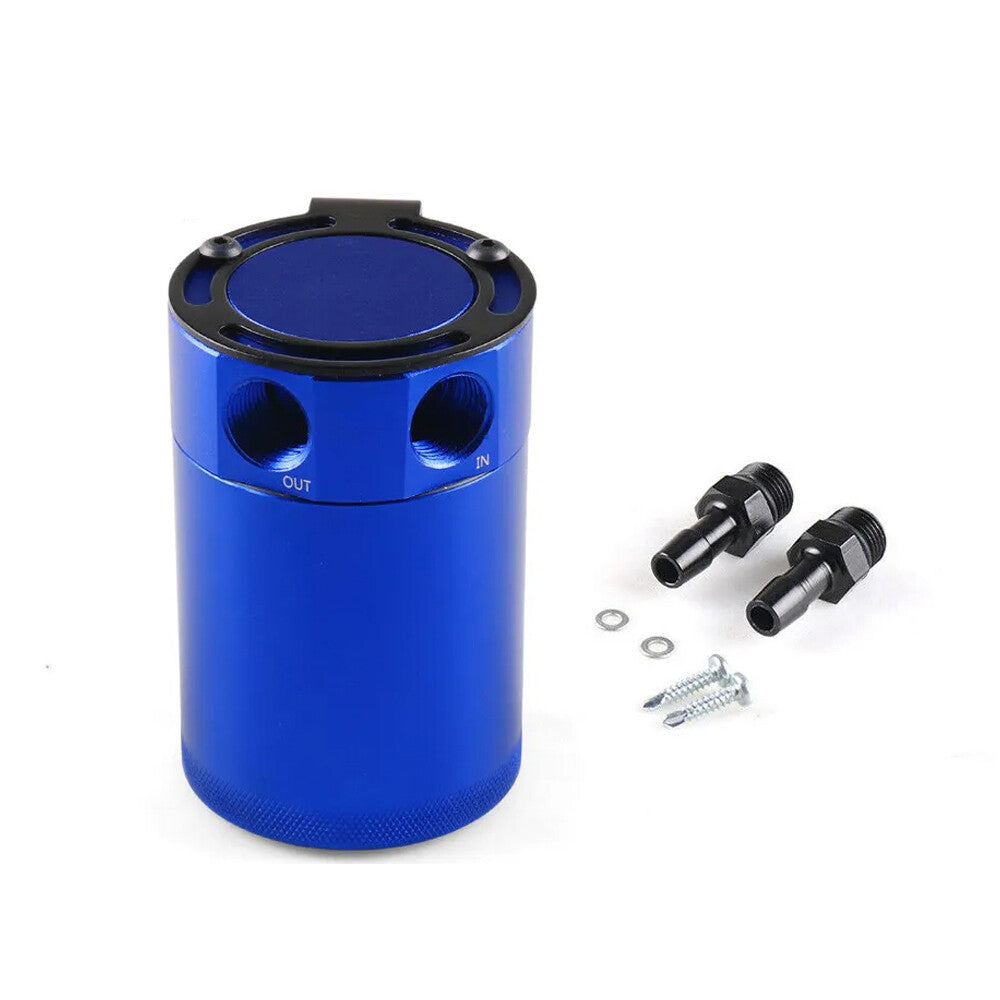 Blue Universal Compact Baffled 2-Port Aluminum Blue Oil Catch Reservoir Can Tank