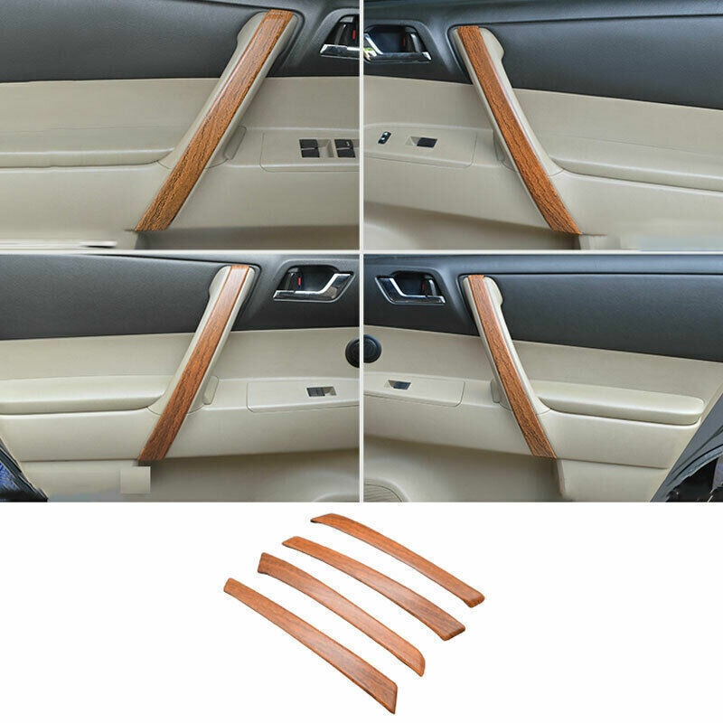 for Toyota Highlander 2008-13 Wood Grain Interior Door Armrest Strip Cover Trim