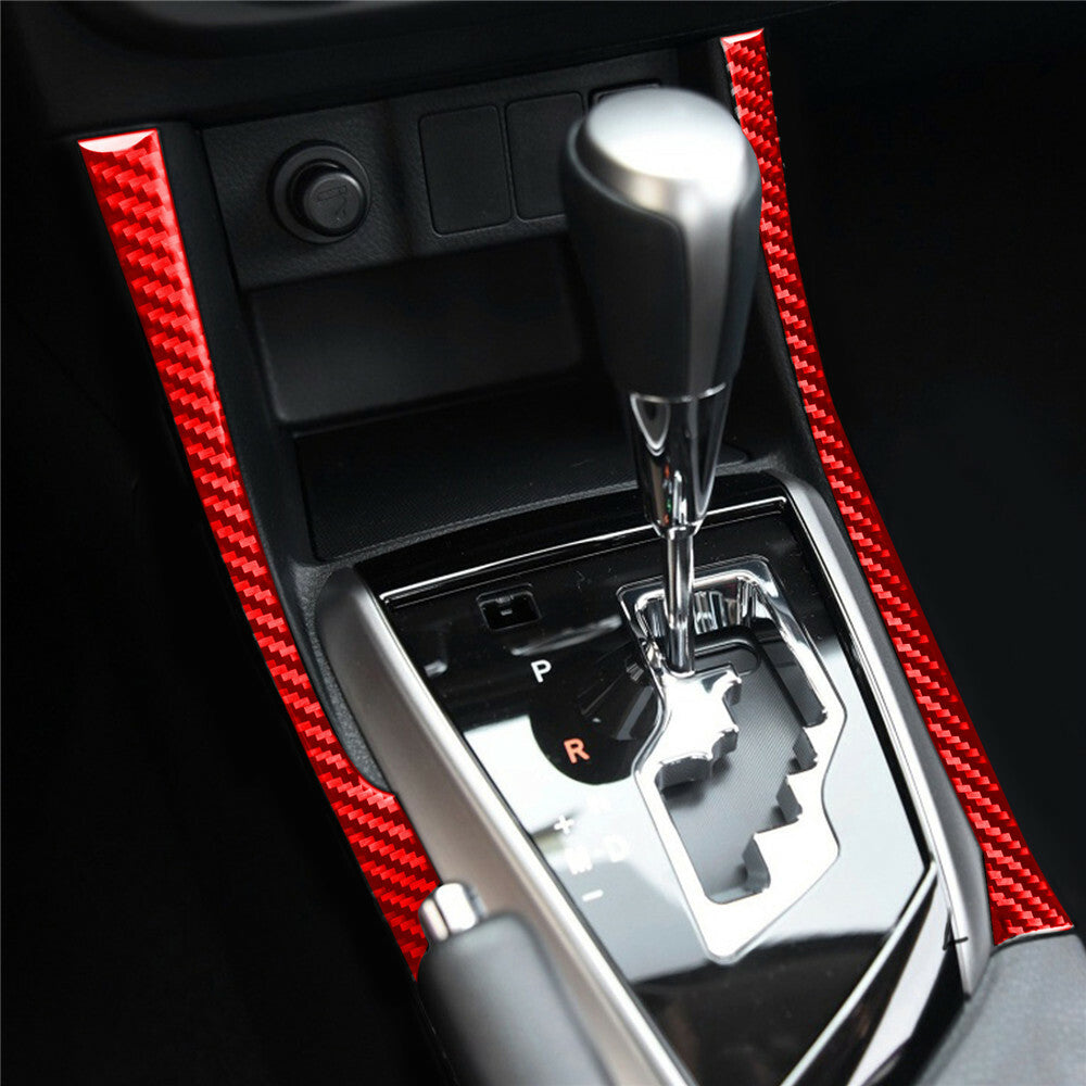 2¡Á Red Carbon Fiber Center Gear Shift Side Panel Trim For T@yota for Corolla 2014-18