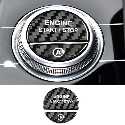 2¡ÁCarbon Fiber Engine Start Stop Button Cover for Benz CS Class W206 W223 2022+