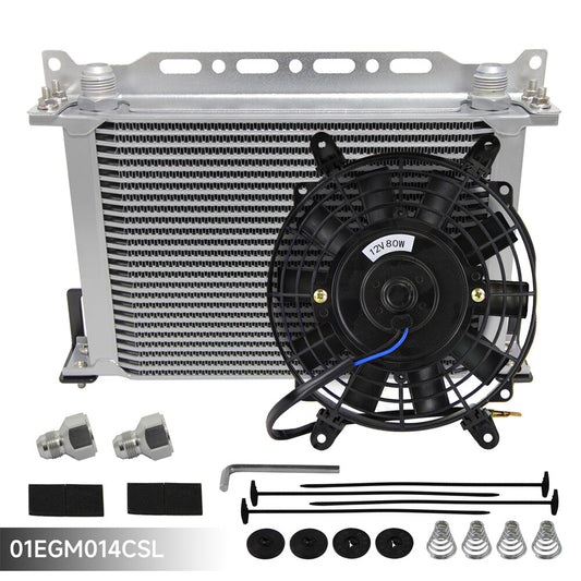 Universal 25 Row AN10 Engine Oil Cooler w/AN10-AN8 Fittings + 7 Electric Fan SL