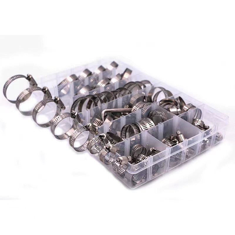 Car 80pc Hose Clamp Assortment Adjustable 10-44mm Gear Hose Clip Fuel Hose Clamp