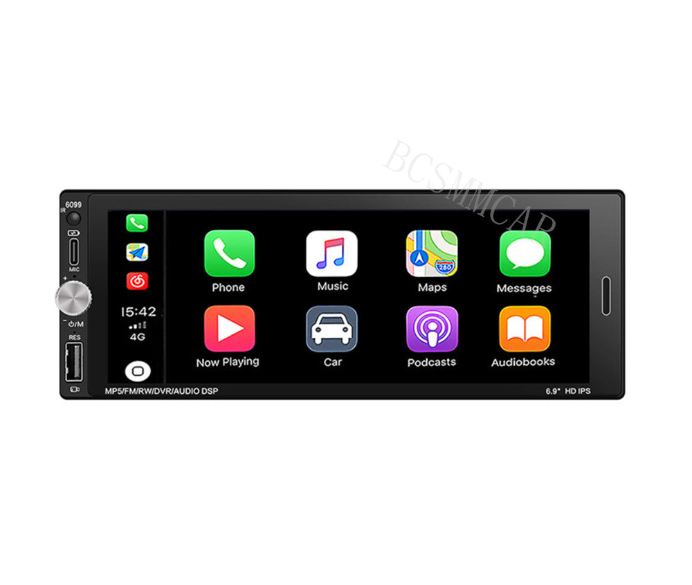 Single DIN 6.9in Touch Screen Stereo Radio Car For Carplay Audio Video Player