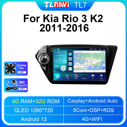 for KIA RIO2 K2 2011-2016 Android CarPlay Car Radio GPS Multimedia Player Screen