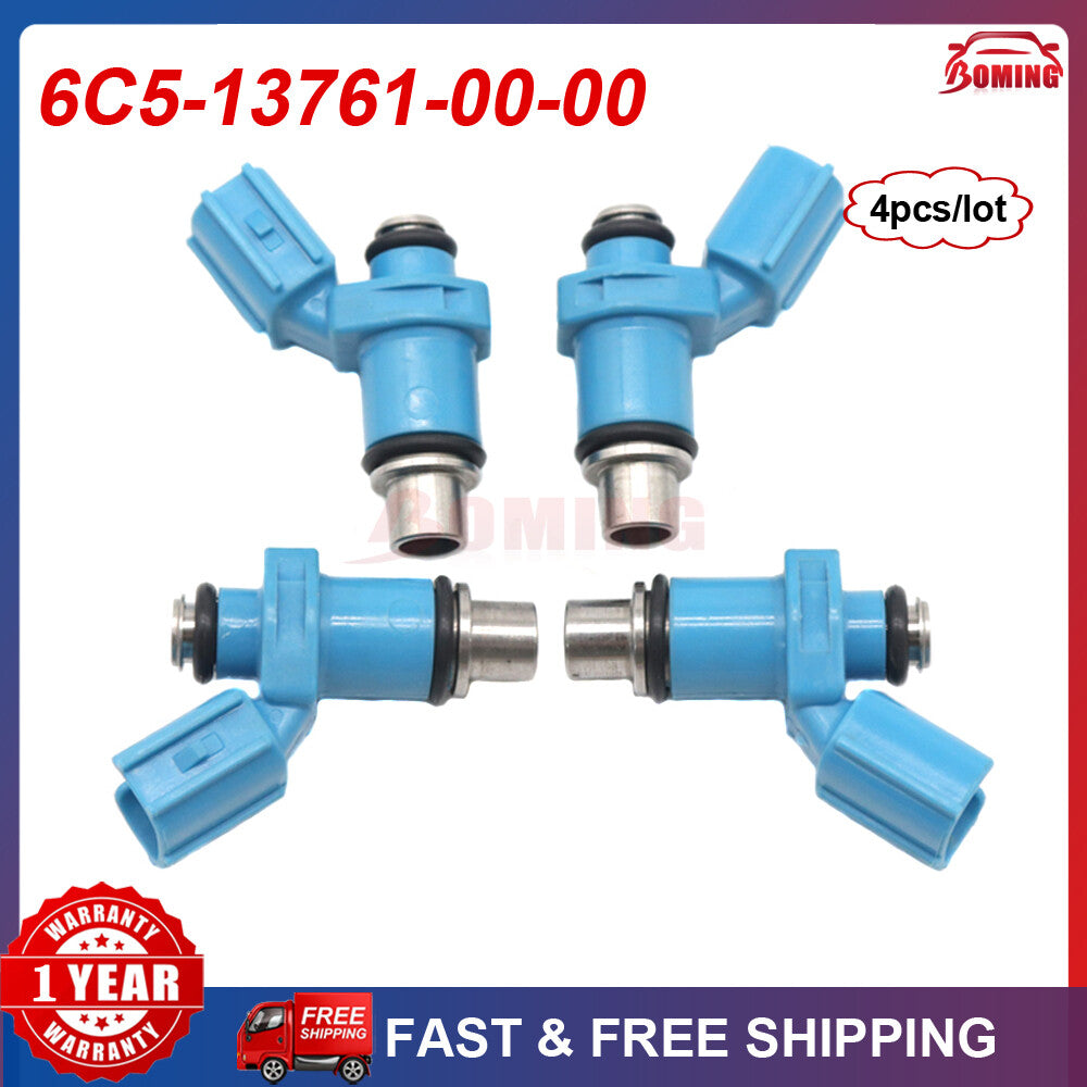 (4-pack) Fuel Injector 6C5-13761-00-00 for Yamaha 40HP, 50HP, and 60HP 4-stroke engines.
