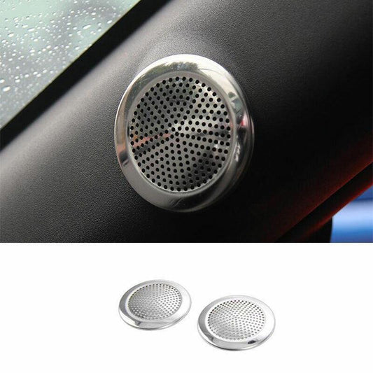 Fit for Ford for Mustang 2015-2022 Silver Steel A Pillar Horn Frame Cover Trim 2pcs