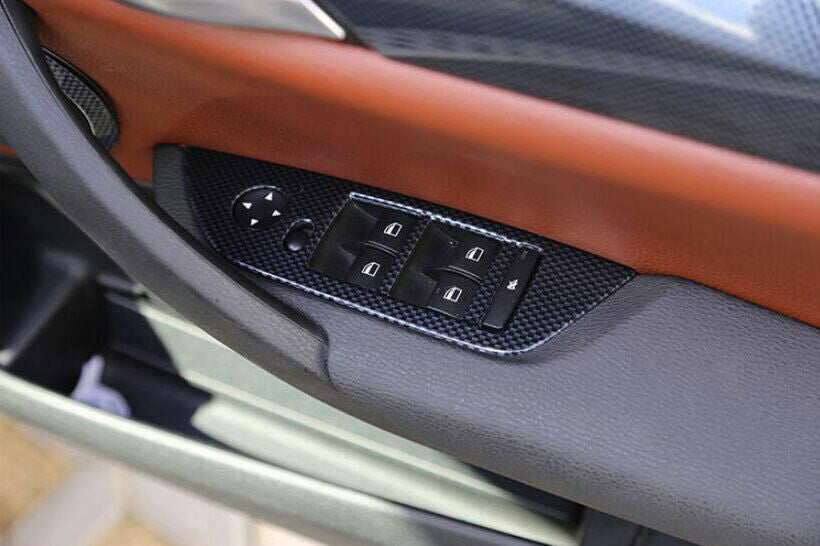 Fit for BMW 2013-2015 X1 E84 ABS Carbon Fiber Window Lock Lift Panel Trim Frame