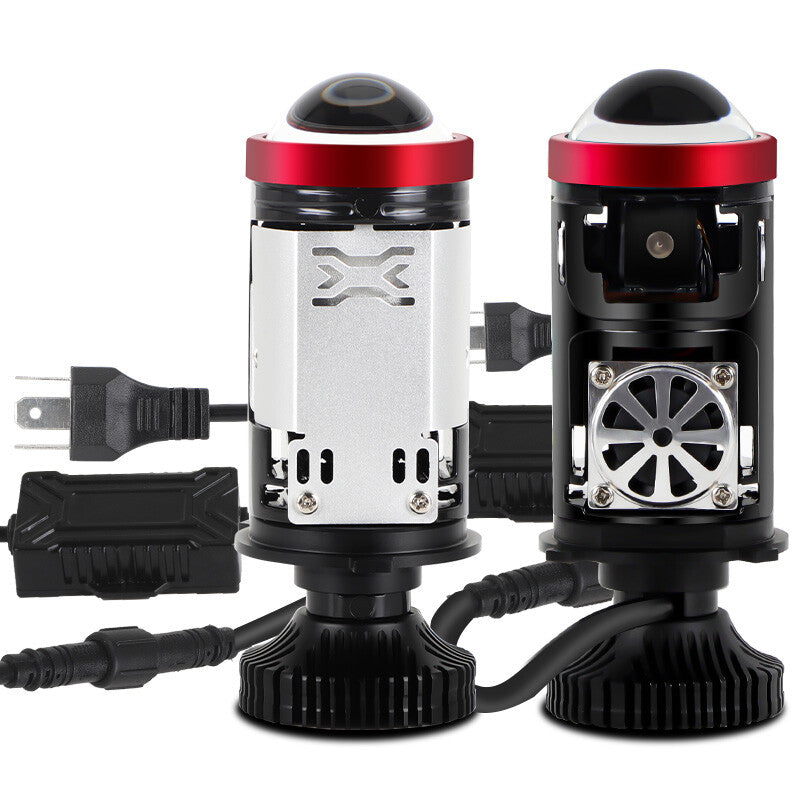 2X H4 Bi-LED Projector Lens Hi/Lo Headlight for Mini Bulbs 100W 50000Lm Retrofit LHD