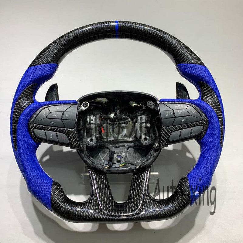 Paddle+Trim+Carbon Fiber Steering Wheel for Dodge Charger for Challenger SRT RT 15+