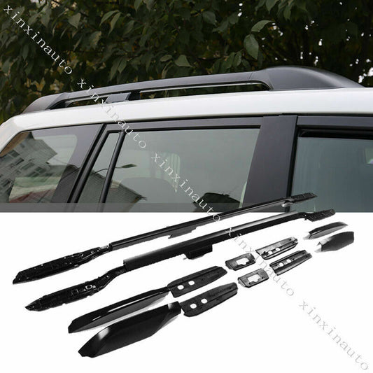 Roof Rack Rail Side Luggage Carrier Bars for Toyota Prado FJ150 2010- 2021 Black