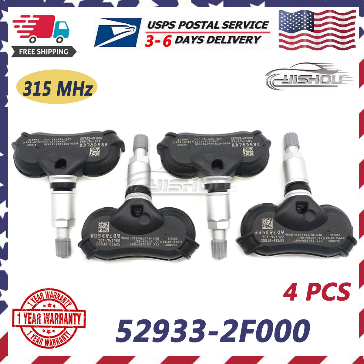 4pcs TPMS TIRE PRESSURE SENSOR for Hyundai for Tucson for Kia Rio 315Mhz 52933-2F000